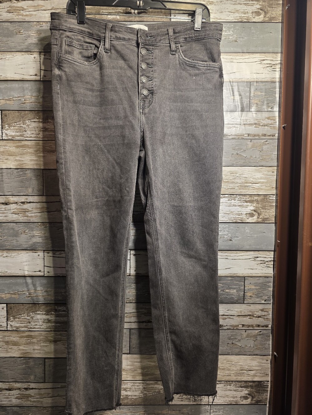 Flying Monkey Women's Gray Slim Straight Button-Fly Jeans